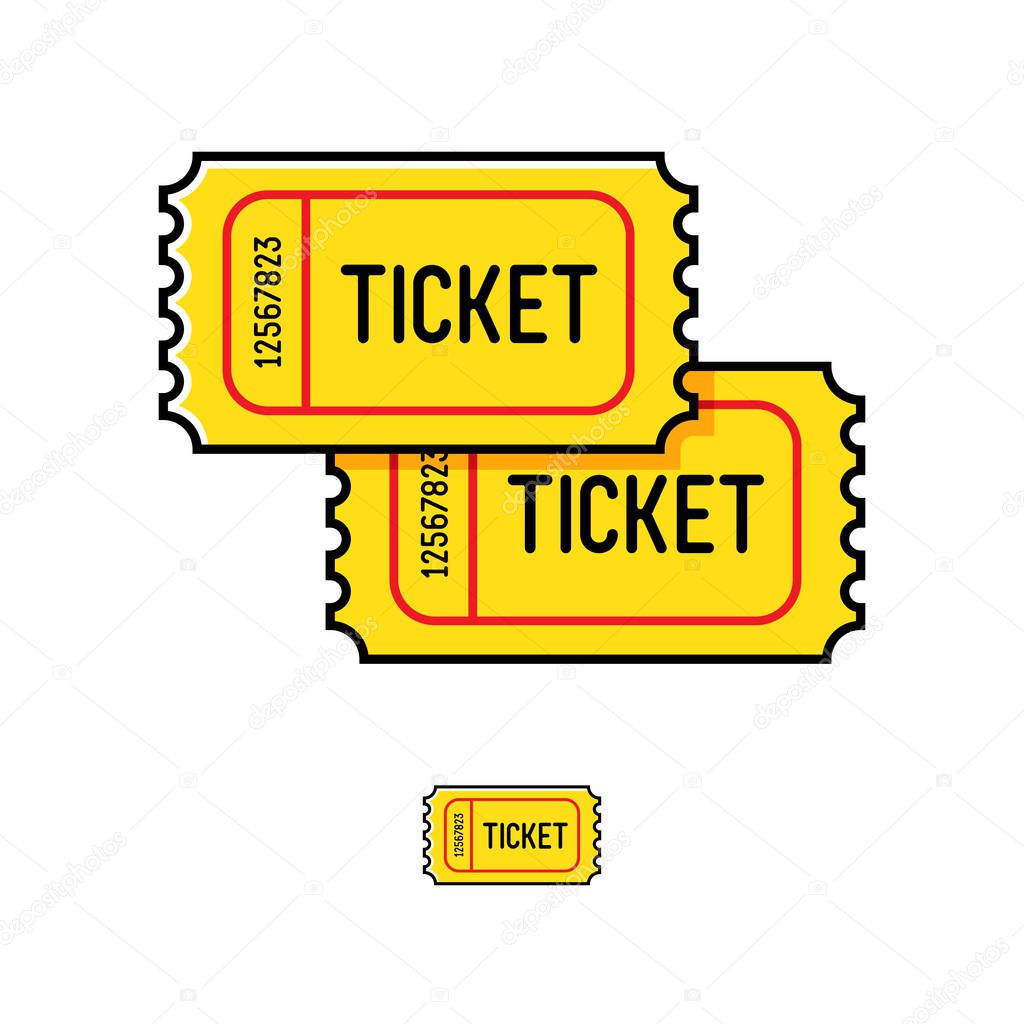 Yellow tickets on a white background