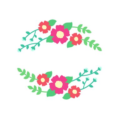 Çiçek, bir çerçeve çiçek, tebrikler veya metin için bir şablon çizimi