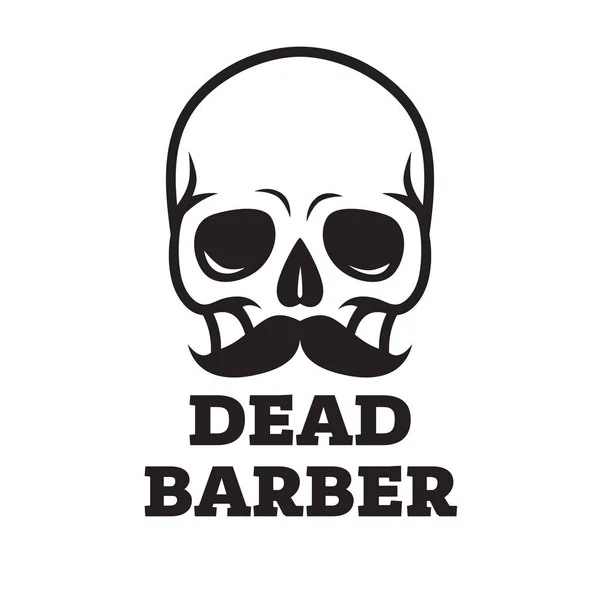 Znak czaszki z broda i wąsy, do fryzjera lub halloween — Wektor stockowy