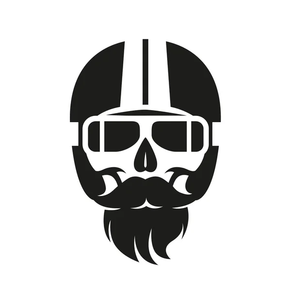 Crânio sinal no capacete moto, impressão na t-shirt — Vetor de Stock