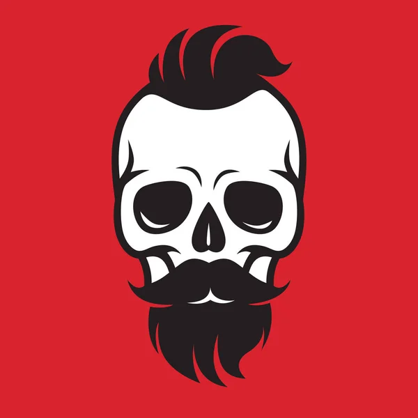 Crânio com barba e bigode, para barbearia ou halloween Vetores De Stock Royalty-Free