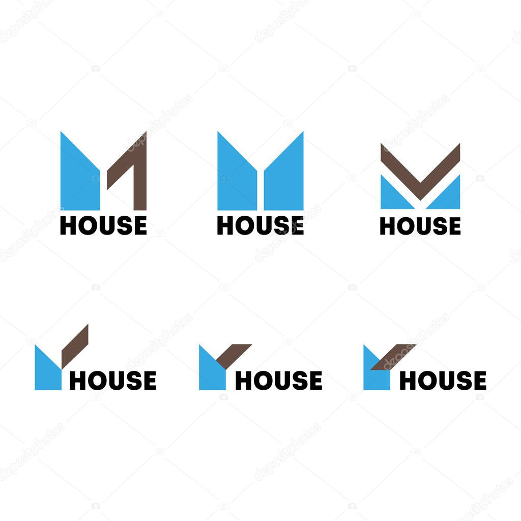 A set of signs on the theme of the construction of a modern house, country house, cottage