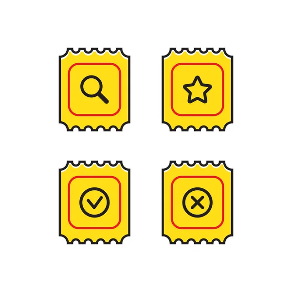 Set of yellow icons on the sale of tickets Royalty Free Stock Illustrations