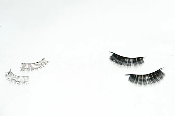 Two Black False Lashes Strip Sets White Background — Stock Photo, Image