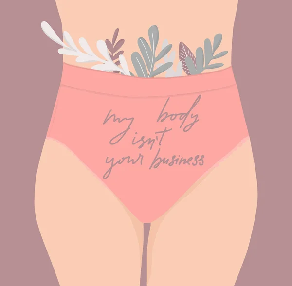 Handgezeichnete Illustration Des Weiblichen Körpers Und Zitat Mein Körper Ist — Stockfoto