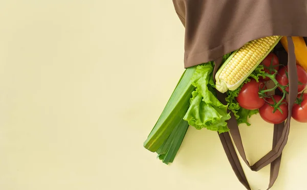 Fresh Vegetables Cotton Bag Zero Waste Concept — Stock Photo, Image