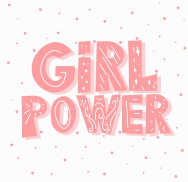 vektör çizim alıntı - kız powe ile feministic el çekilmiş