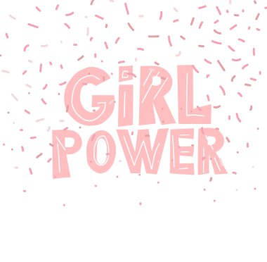 vektör çizim alıntı - kız powe ile feministic el çekilmiş
