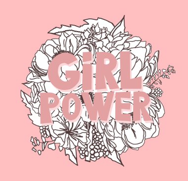 vektör çizim alıntı - kız powe ile feministic el çekilmiş