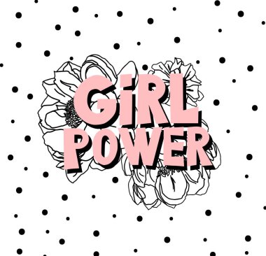 vektör çizim alıntı - kız powe ile feministic el çekilmiş