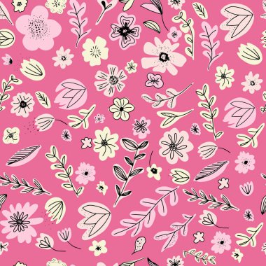 sorunsuz vektör desen handdrawn doodle çiçekler