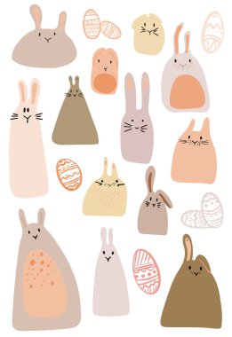 vektör dizi doodle Paskalya tavşanları ve yumurta