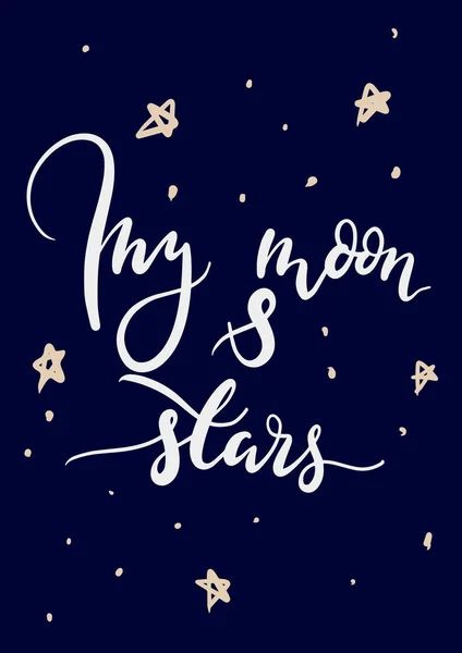 Tarjeta Vectorial Con Frase Luna Estrellas — Vector de stock