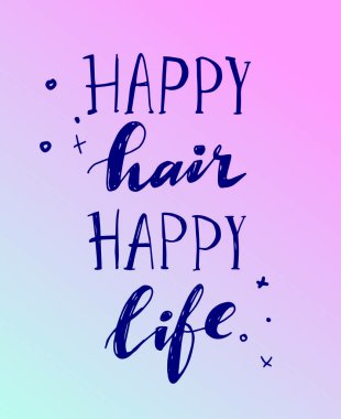 Poster saçlı teklif mutlu bir hayat mutlu pembe bir arka plan üzerinde