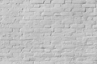 Arka plan, beyaz, düz arka plan fotoğraf dokusu üzerinde boyalı eski tuğla duvar Vintage gri tuğla duvar