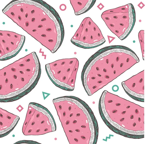 Watermelon slices fun seamless pattern. Summer background.