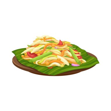 Som Tam Tayland Gıda İllüstrasyon Vektörü