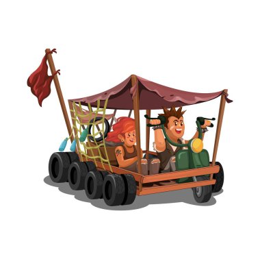 Ekstrem Scooter Değiştirme Endonezya Alt Kültür Çizgi Film Çizim Vektörü