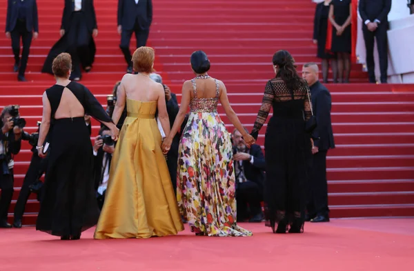 Cannes Francia Mayo 2018 Emmanuelle Bercot Eva Husson Golshifteh Farahani — Foto de Stock