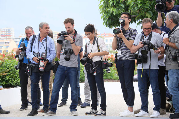 Photographer pose during the photocall for the film 'Ash Is Purest White' in competition at the 71st Cannes Film Festival, France on May 12, 2018.