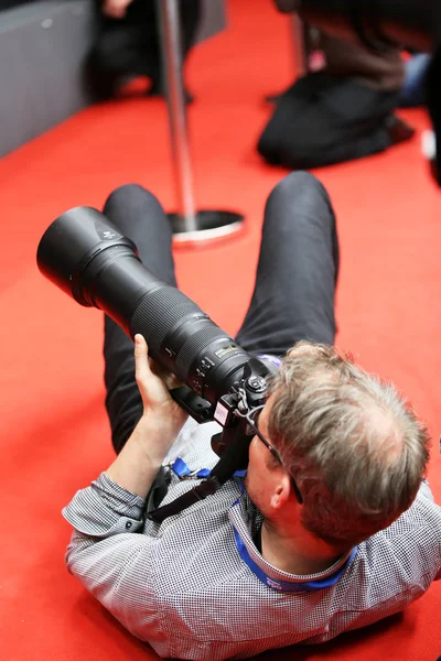 Fotógrafo Participa Conferência Imprensa Yardie Durante 68Th Berlinale International Film — Fotografia de Stock