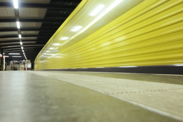 Metro train in Berlin, Germany, in motion blur