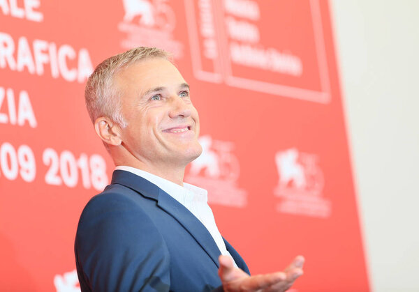 Christoph Waltz attends the Jury photocall during the 75th Venice Film Festival at Sala Casino on August 29, 2018 in Venice, Italy.