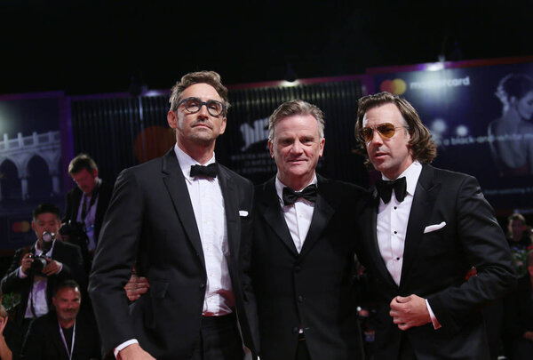 Jason Sudeikis, Lee Pace and Nick Hamm walk the red carpet ahead of the 'Driven' Premiere And Closing Night during the 75th Venice Film Festival at Sala Grande on September 8, 2018 in Venice, Italy.