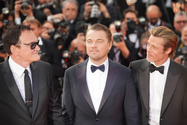 Quentin Tarantino, Leonardo DiCaprio e Brad Pitt — Fotografia de Stock