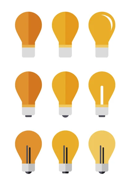 Beyaz bir arka plan üzerinde düz bir tarzda dokuz lamba Icons set.