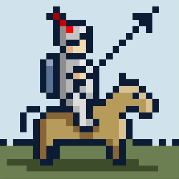 Pixel Foto Caballero Con Armadura Hierro Sobre Caballo Con Una — Vector de stock