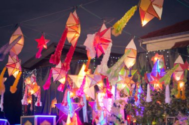 Bulanık geleneksel Hıristiyan Noel Nativity Tayland