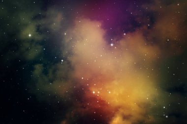 Gece gökyüzü bulutlu ve yıldızlı.