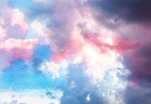 Abstract Watercolor Clouds Sky Background — Stock Photo, Image