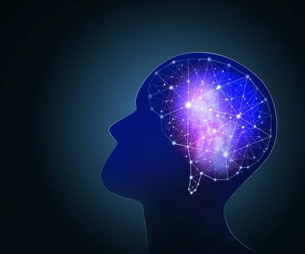 Begreppet Mänsklig Intelligens Med Mänsklig Hjärna Inuti Universum Bakgrund — Stockfoto