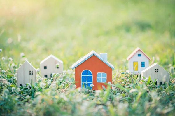 Casa Modello Nel Prato Lavoro Casa Stay Home Rimanere Sicuro — Foto Stock