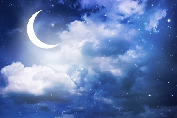 Ciel Nocturne Lune Étoiles Célébration Ramadan Kareem — Photo
