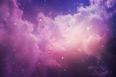 Gece gökyüzü bulutlu ve yıldızlı, Mor gökyüzü yıldızlı arka plan.