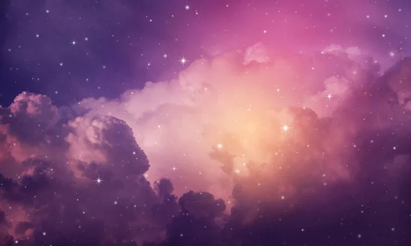 Prostor Noční Oblohy Mraky Hvězdami — Stock fotografie