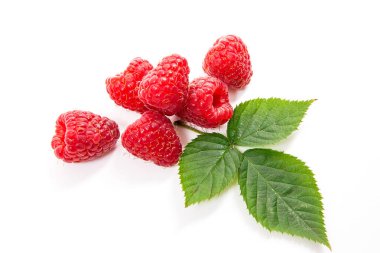 Ahududu Bush üzerinde beyaz adam izole yeşil yaprak taze ahududu meyve görünümü kadar kapatın