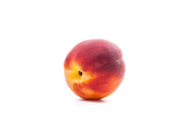 Fruta Melocotón Jugosa Dulce Entera Aislada Sobre Fondo Blanco —  Fotos de Stock