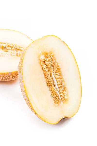 Halbreife Saftige Melonen Tropische Früchte Zur Sommerzeit Isoliert Auf Einem — Stockfoto