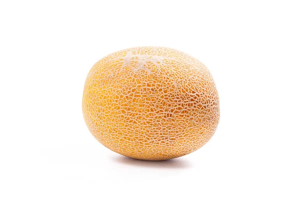 Whole Ripe Juicy Melon Tropical Fruit Summer Time Isolated White — Stock Photo, Image