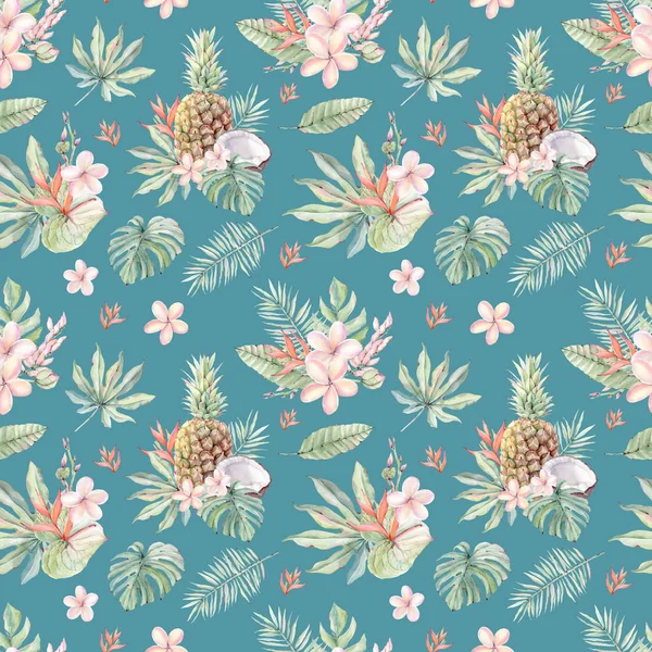 Watercolor Tropical Seamless Pattern Watercolor Decoration Pattern Vintage Watecolor Background — 스톡 사진