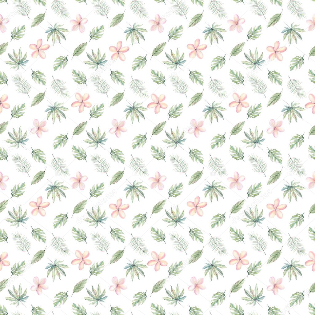watercolor tropical  seamless pattern. Watercolor decoration pattern. Vintage watecolor background. Perfect for wallpaper, fabric design, wrapping paper, digital paper.