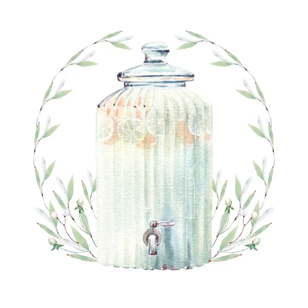 Lukisan Lingkaran Bunga Cat Air Sempurna Untuk Undangan Pernikahan Atau — Stok Foto