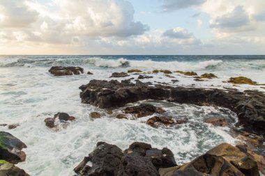 Tenerife Kuzey Atlantik Okyanusu manzaralı güzel deniz manzarası. Kanarya Adaları, İspanya.