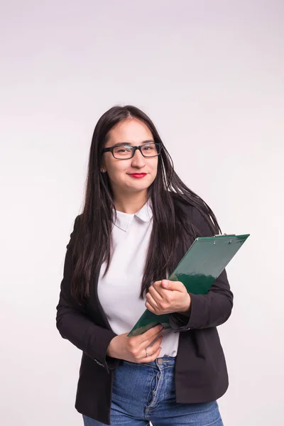 Dama młody azjatycki biznes lub student na białym tle — Zdjęcie stockowe