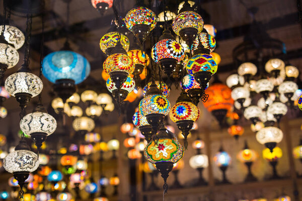 Colourful turkish mosaic lamps oriental traditional light