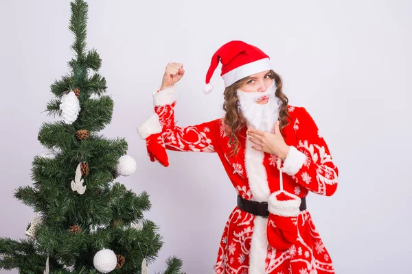 Kişi Giyim Noel Kavramı Noel Baba Kostüm Beyaz Arka Plan — Stok fotoğraf